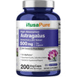 Frasco de suplemento NusaPure Extracto de Raíz de Astrágalo 500 mg 200 cápsulas vegetales