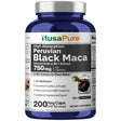 Frasco de NusaPure Maca negra peruana 750 mg con 200 cápsulas