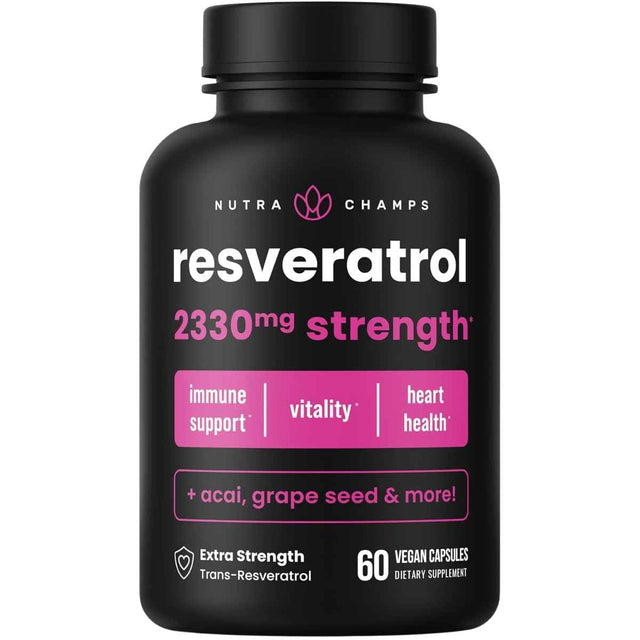 Frasco de suplemento Nutra Champs Resveratrol 1200 mg 60 Capsulas Veganas