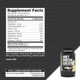 Tabla nutricional del suplemento NutraBio Aislado de Proteína de Suero Alpine Vanilla 2 lbs