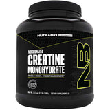 Envase frontal de NutraBio creatina monohidratada sin sabor, presentación de 1.000 g