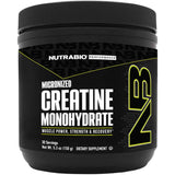 Envase frontal de NutraBio creatina monohidratada sin sabor, presentación de 150 g