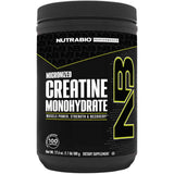 Envase frontal de NutraBio creatina monohidratada sin sabor, presentación de 500 g