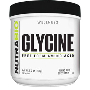 Frasco de suplemento NutraBio Glicina 150 g