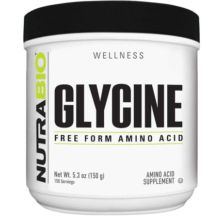 Frasco de suplemento NutraBio Glicina 150 g