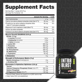 Tabla nutricional del suplemento NutraBio Intra Blast Aminoácidos Intra-Entreno sabor Bomba de Fresa y Limón 734 g