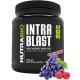 Frasco de suplemento NutraBio Intra Blast Aminoácidos Intra-Entreno sabor Explosión de Uva y Bayas 716 g