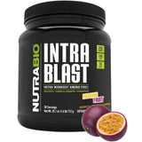 Frasco de suplemento NutraBio Intra Blast Aminoácidos Intra-Entreno sabor Maracuyá 712 g