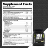 Tabla nutricional del suplemento NutraBio Intra Blast Aminoácidos Intra-Entreno sabor Té Dulce 715 g