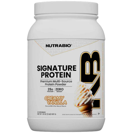 Envase NutraBio Signature Protein 2 lb sabor vainilla cremosa