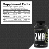 Información del suplemento de NutraBio ZMA con magnesio, zinc y vitamina B6, 180 cápsulas