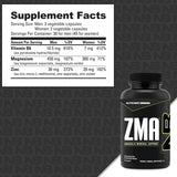 Información del suplemento de NutraBio ZMA con magnesio, zinc y vitamina B6, 90 cápsulas