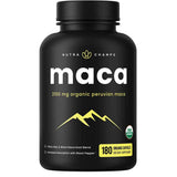 Frasco de suplemento NutraChamps Maca Peruana Orgánica 180 cápsulas