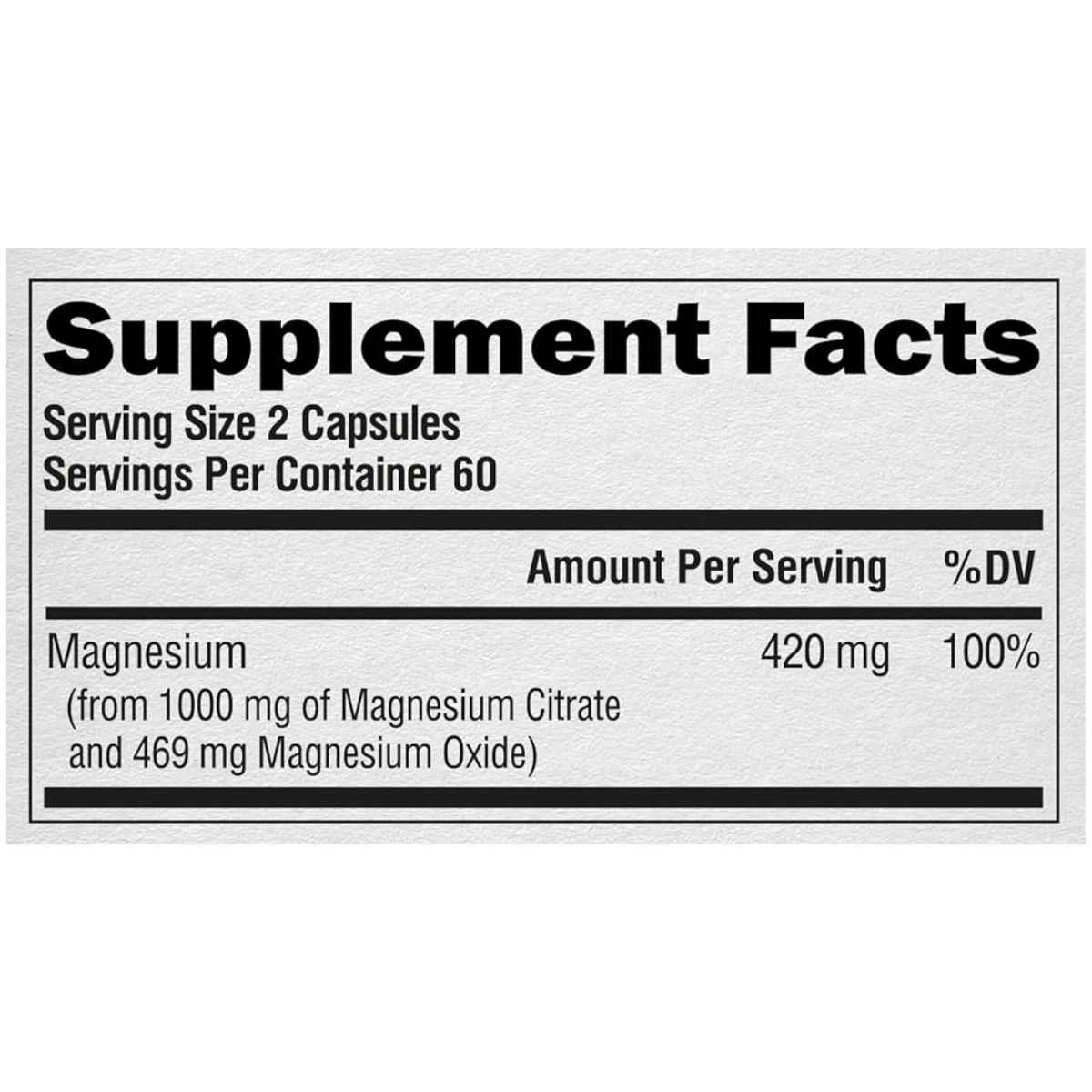 Tabla nutricional del suplemento NUTRAHARMONY complejo de magnesio con información de ingredientes y cantidad por porción