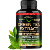 Frasco frontal de NUTRAHARMONY Green Tea Extract 20:1 con 50% de EGCG, presentación de 120 cápsulas.
