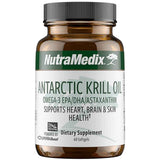 Frasco frontal de NutraMedix Aceite de krill antártico con omega 3, presentación de 60 cápsulas blandas