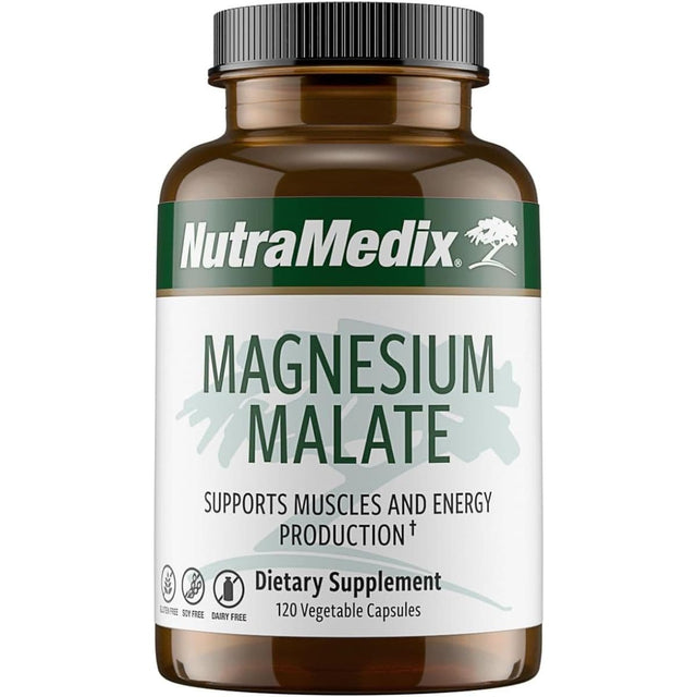 NutraMedix malato de magnesio 200 mg por porción 120 cápsulas vista frontal