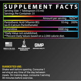 Tabla nutricional del suplemento Nutrex Research L-Carnitina sabor Gomitas Ácidas 3000 mg 465 ml Líquido