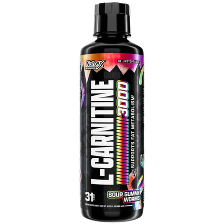 Frasco de suplemento Nutrex Research L-Carnitina sabor Gomitas Ácidas 3000 mg 465 ml Líquido