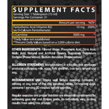 Tabla nutricional del suplemento Nutrex Research L-Carnitina sabor Naranja Mango 3000 mg 465 ml Líquido