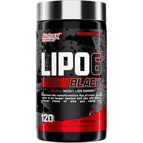 Frasco de suplemento Nutrex Research Lipo-6 Black 120 cápsulas