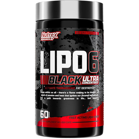 Frasco de suplemento Nutrex Research Lipo-6 Black Ultra Concentrate 60 cápsulas