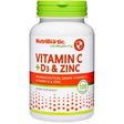 Frasco de suplemento NutriBiotic Vitamina C + D3 & Zinc 100 cápsulas