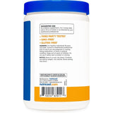 Etiqueta posterior de Nutricost citrato de magnesio en polvo, sabor Durazno mango, 500 g.