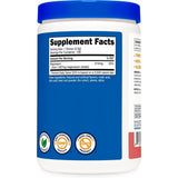 Panel de información del suplemento de Nutricost citrato de magnesio en polvo, sabor Limonada de frambuesa, 500 g.