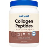 Frasco de suplemento Nutricost Colágeno Hidrolizado Bovino Chocolate 1