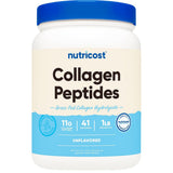 Frasco de suplemento Nutricost Colágeno Hidrolizado Bovino Sin Sabor 1 lb