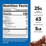 Tabla nutricional del suplemento Nutricost Concentrado de Proteína de Suero sabor chocolate con leche 25g Proteína 5 lbs