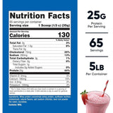 Tabla nutricional del suplemento Nutricost Concentrado de Proteína de Suero sabor fresa 25g Proteína 5 lbs