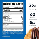 Tabla nutricional del suplemento Nutricost Concentrado de Proteína de Suero sabor mantequilla de chocolate 25g Proteína 5 lbs