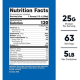 Tabla nutricional del suplemento Nutricost Concentrado de Proteína de Suero sabor vainilla 25g Proteína 5 lbs