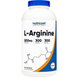 Frasco de suplemento Nutricost L-Arginina 500 mg 300 cápsulas