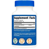 Etiqueta posterior de Nutricost NAD+ 1000 mg con modo de uso, advertencias y código de barras.