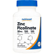 Frasco de suplemento Nutricost Picolinato de Zinc 50 mg 120 cápsulas