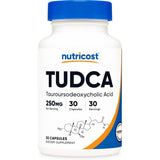 Frasco de suplemento Nutricost TUDCA 250 mg 30 cápsulas