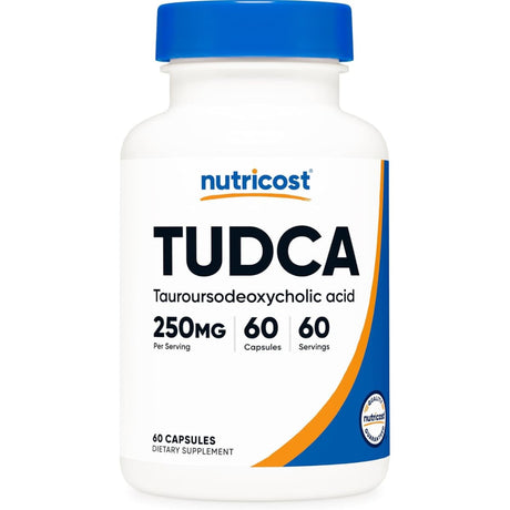Frasco de suplemento Nutricost TUDCA 250 mg 60 cápsulas
