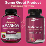 Comparación de dos diseños de empaque de nutriflair D-manosa con arándano y diente de león de 120 cápsulas