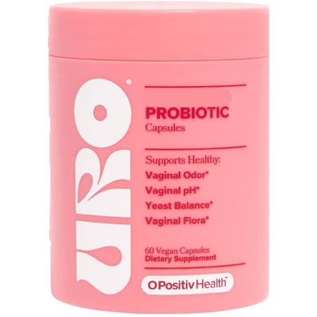 Frasco de suplemento O Positiv Health URO Probiótico para Mujer 60 Cápsulas Veganas
