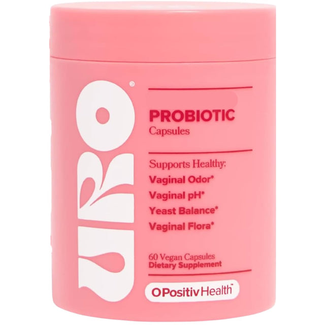 Frasco de suplemento O Positiv Health URO Probiótico para Mujer 60 Cápsulas Veganas

