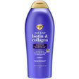 Botella de shampoo OGX Biotina y Colágeno Thick & Full+ 750 ml