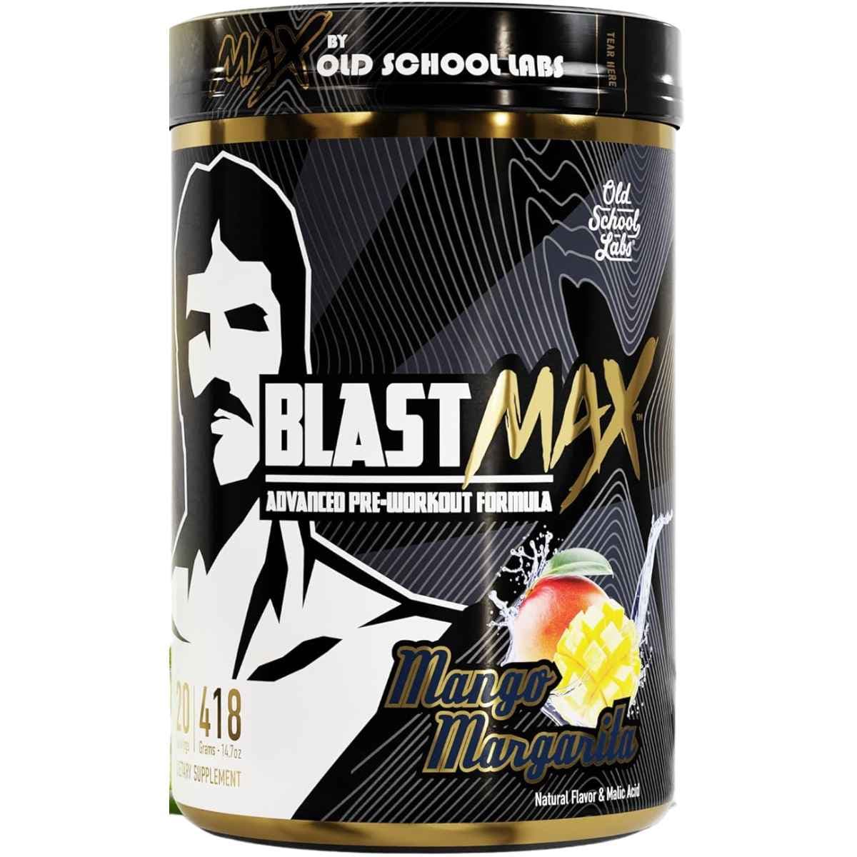Frasco de suplemento Old School Labs Pre-Entrenamiento Avanzado Mango Margarita 418 g