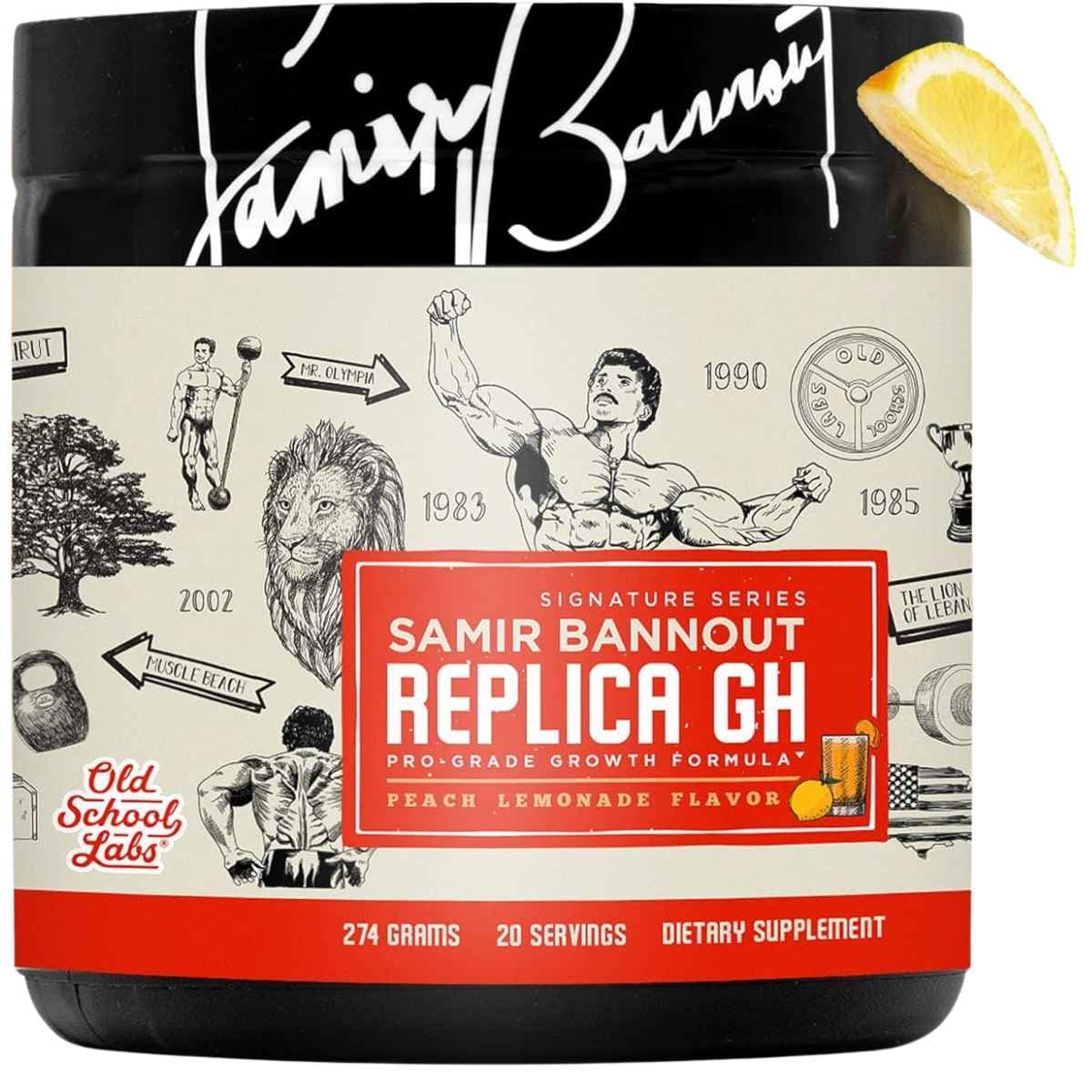 Frasco de suplemento Old School Labs Replica GH Limonada de Durazno 274 Gramos