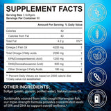 Tabla nutricional omega 3 aceite de pescado con EPA 1200 mg y DHA 900 mg por porción