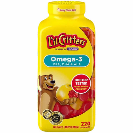  Lil Critters Omega 3 EPA DHA en gomitas - 220 porciones para el bienestar infantil