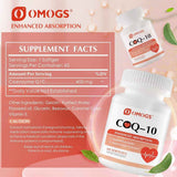 Tabla nutricional del suplemento OMOGS Coenzima Q10 60 cápsulas blandas