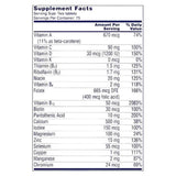 Tabla nutricional del suplemento One A Day Multivitaminas Proactive 65+ 150 tabletas